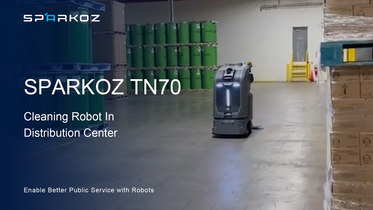 Sparkoz TN70C Cleaning Robot in Distribution Center