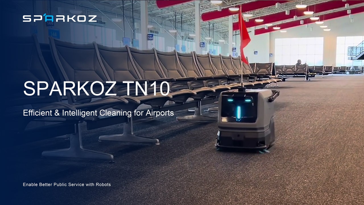 Sparkoz TN10 Autonomous Vacuum at the airport