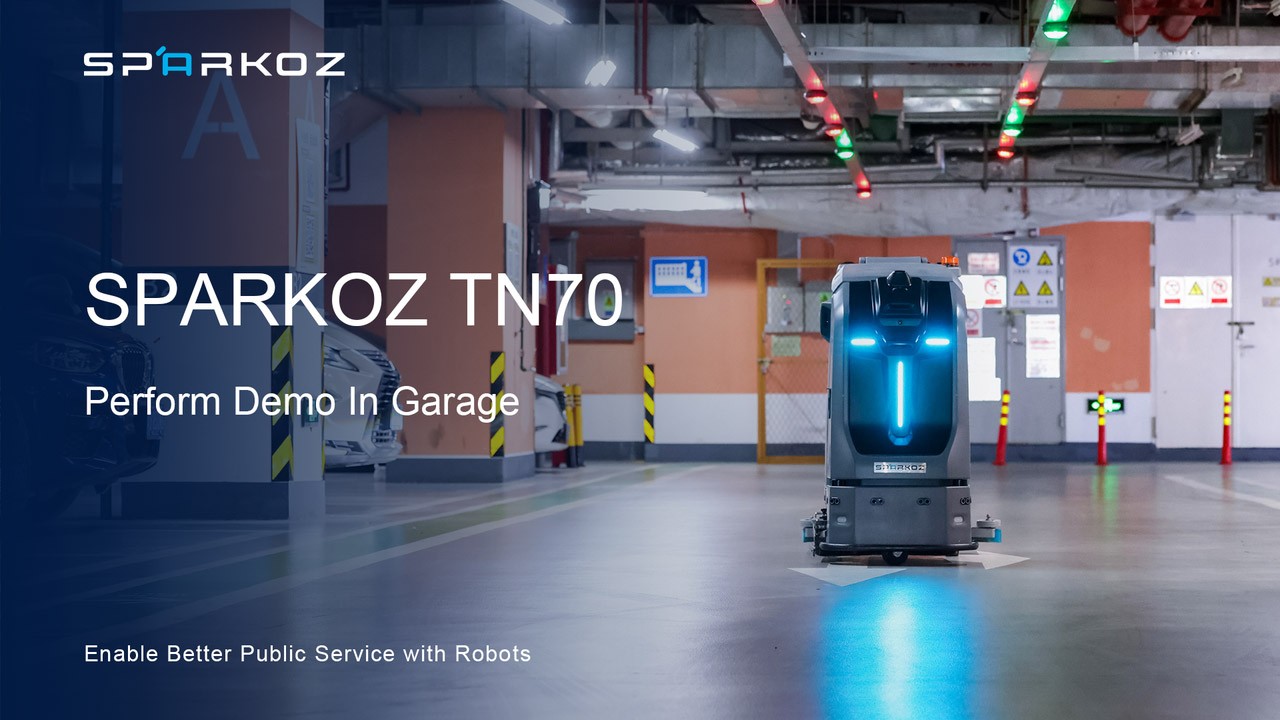 Sparkoz TN70 Cleaning Robot in Garage